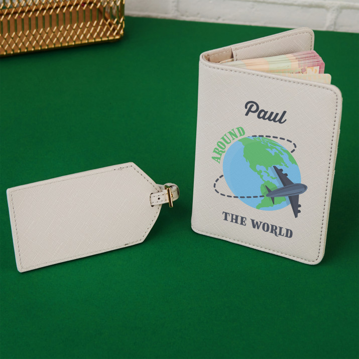 Around the world - Reisepasshülle mit Aufdruck